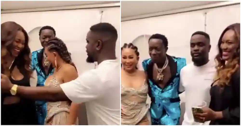 Sarkodie quickly grabs wife during a photo session with Michael Blackson and fiancée