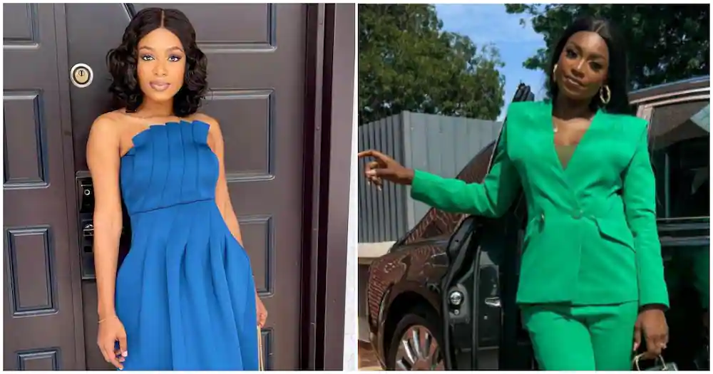 Tracy Osei dazzles in blue sleeveless dress, flaunts flawless skin