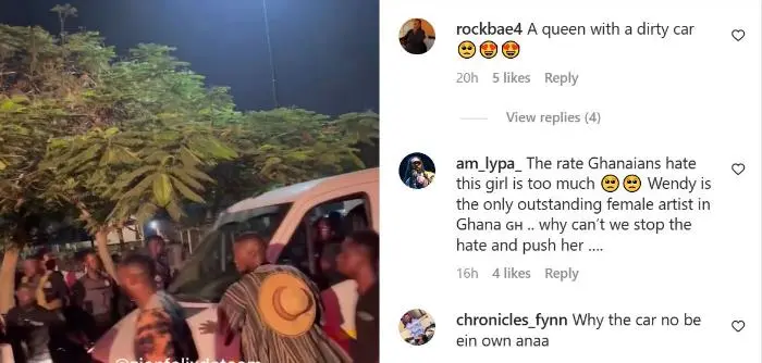 Fans lambast Wendy Shay for driving dirty car to her concert