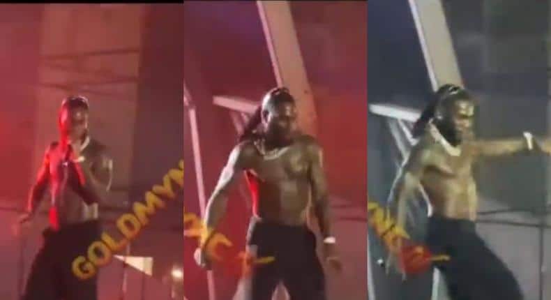 Burna Boy kicks a fan off stage in a Kung fu style during his Lagos show