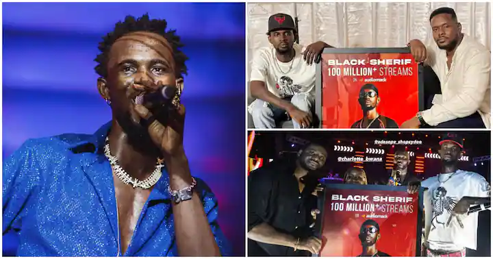 Black Sherif receives plaque from Audiomack for surpassing 100 million streams