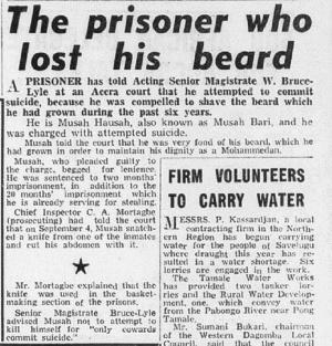 The prisoner who tried to commit suicide in 1958 after losing his beard