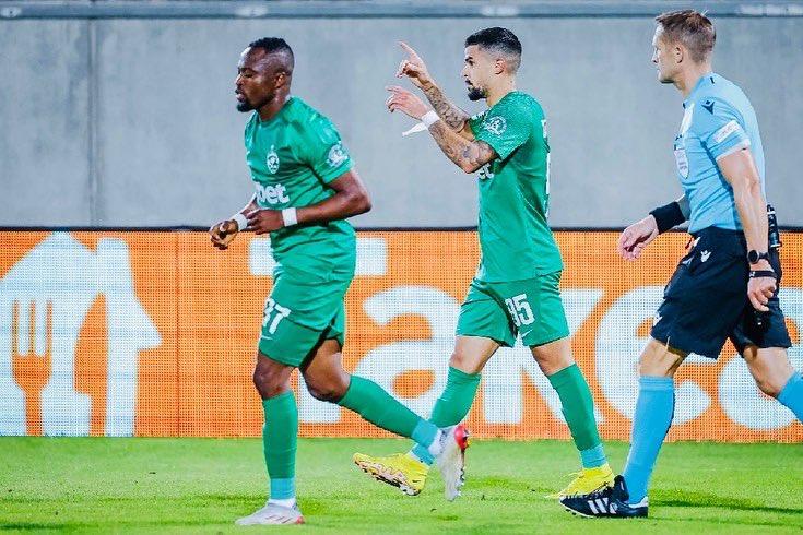 Bernard Tekpetey of  Ludogorets plays in a tight victory over Anderlecht