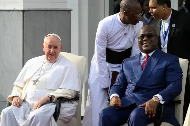 Pope blasts foreign ransacking of Africa as he arrives in DR Congo