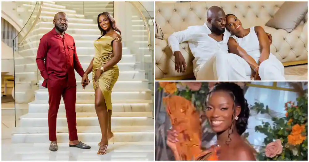 Hawa Koomson’s daughter rocks shiny kente made with beads for her wedding