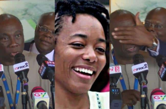 KT Hammond blindfolds Kwabena Donkor during press briefing