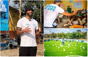 Joleon Lescott  in Ghana playing football to support an NGO