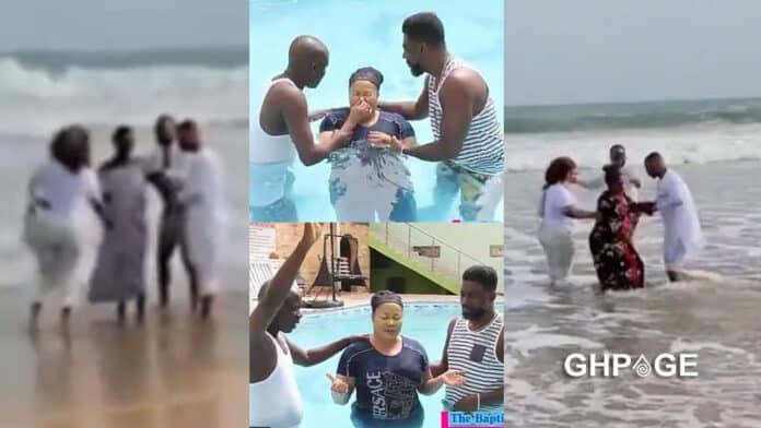 Agradaa baptizing her church members in the sea stirs reactions