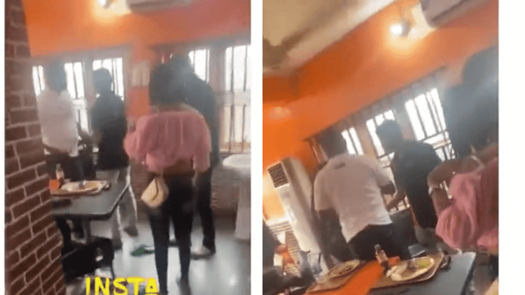 Sidechick and main chick clash inside restaurant with heavy punches