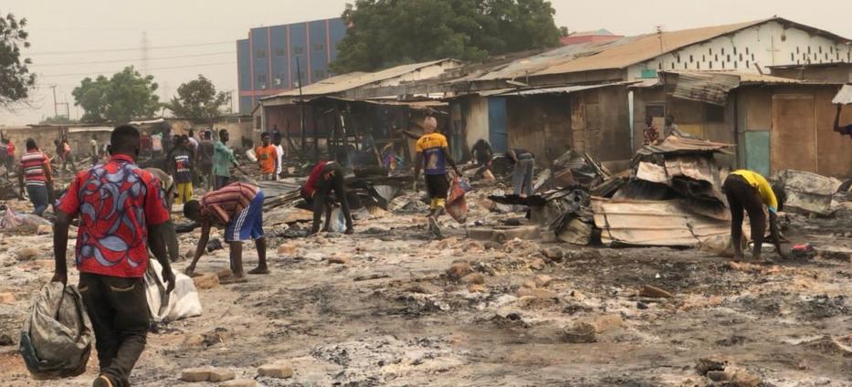 Fierce fire consumes wooden structures at Spintex