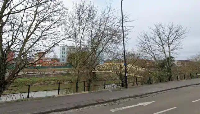 Man dies as a car slams through fences and plunges into a river