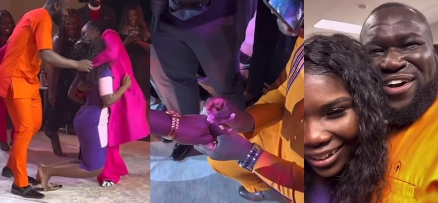 Ghanaian lady almost collapses in church as her boyfriend proposes to her