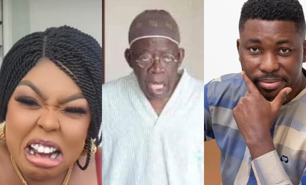Afia Schwarzenegger and A Plus mock Nigerians with a photo of their President elect