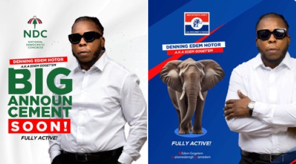 Edem confuses netizens with NDC and NPP flyers