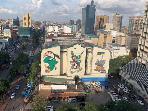Kenyan street artists makes Ukraine solidarity murals