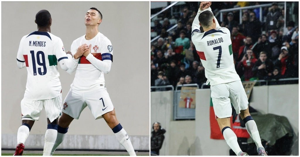 Check out Cristiano Ronaldo’s new goal celebration after scoring for Portugal