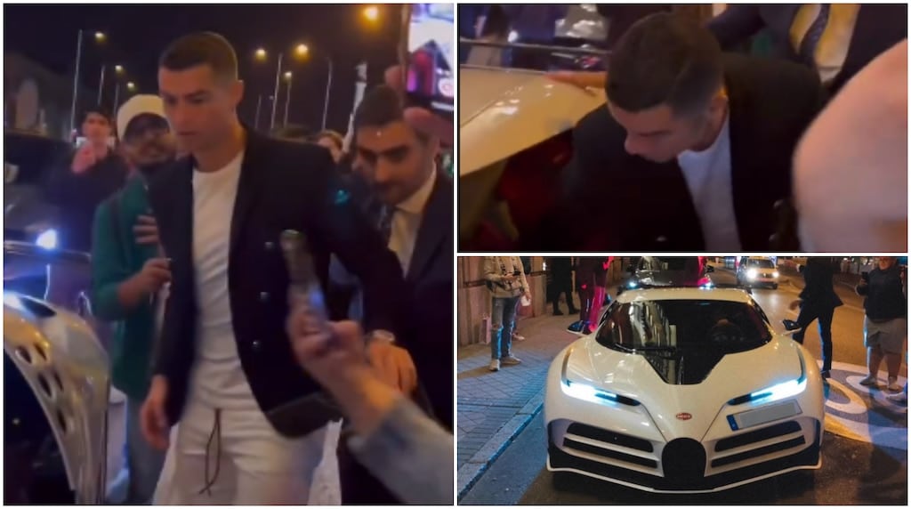 Check out Cristiano Ronaldo and girlfriend in brand new $9 million worth Bugatti Centodieci in Madrid
