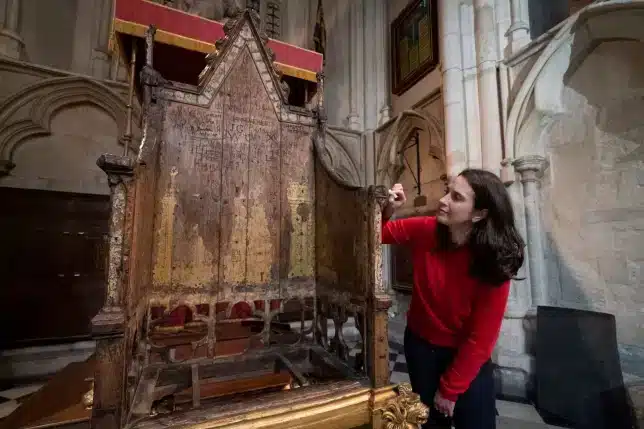 Historically significant graffiti discovered on a 700-year-old chair used for King Charles’ coronation