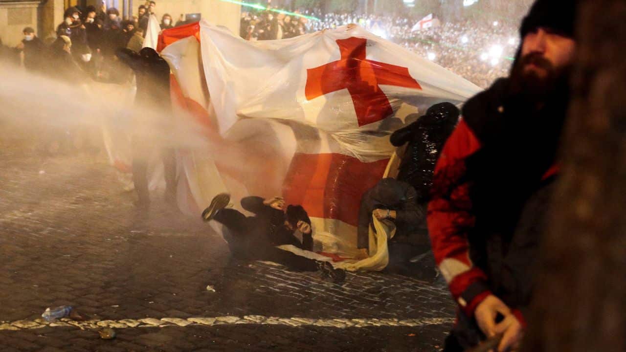 Protests break out as Georgian parliament passes a draft foreign agents bill