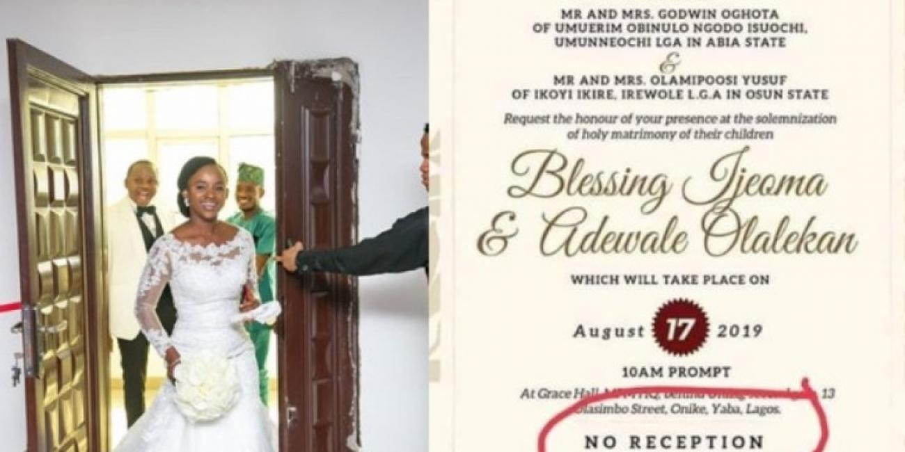 Man discloses how he convinced family to stage wedding without reception