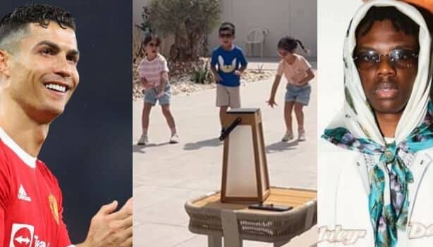 Nigerians react to video of Ronaldo and his kids vibing to Rema’s song (Video)
