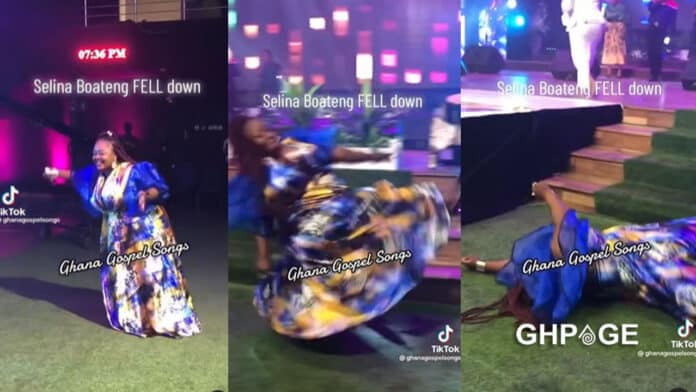 Selina Boateng falls off stage at ‘Celestial Praiz’
