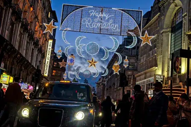 The first-ever Ramadan lights in London are turned on