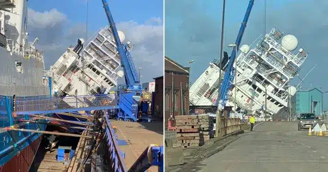 Ship flips over at a 45-degree angle, injuring 25 persons