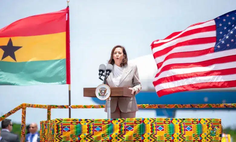 Kamala Harris says she’s in Ghana to promote opportunities for economic growth