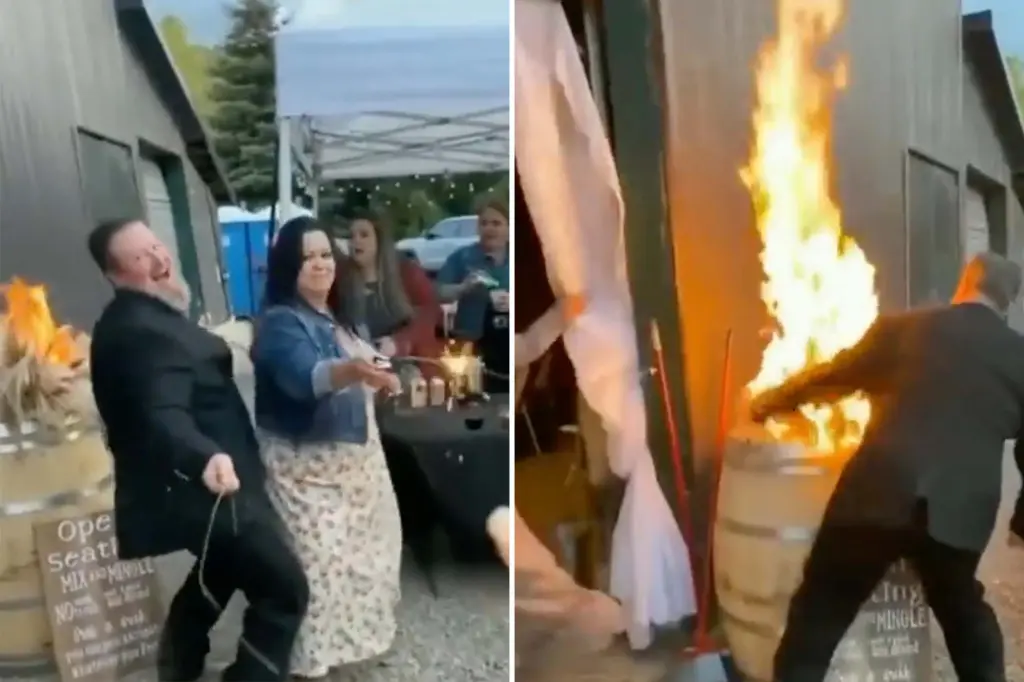 Man sets wedding reception on fire while grinding wedding guest
