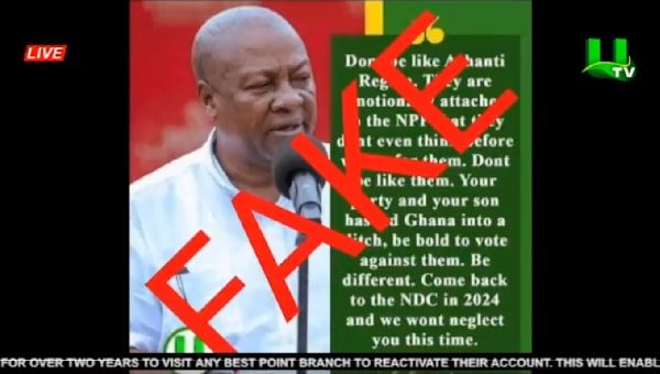 UTV release disclaimer regarding  bogus John Mahama remark shared by NPP activists