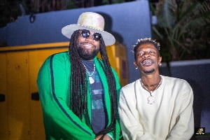 Shatta Wale meets Gramps Morgan at KIA, ahead of their album collaboration