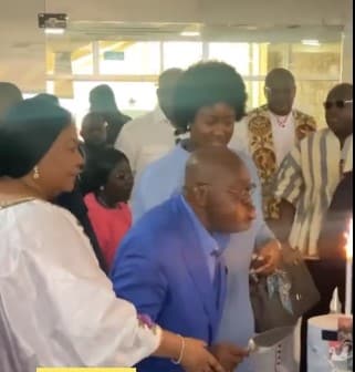 Video: Social media users react to Akufo-Addo blowing sparkler candles on 79th birthday