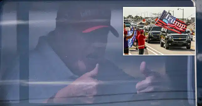 Donald Trump gives the thumbs up prior to court hearing