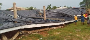 Heavy rainfall collapses Community Center at Bawdie