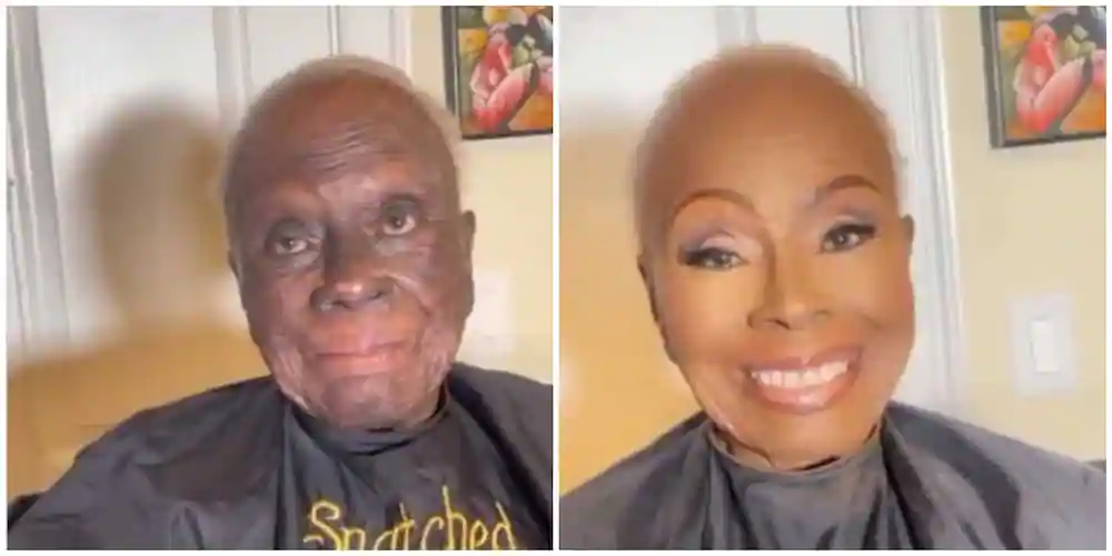 100-year-old woman changes to a teen after she put on make ups
