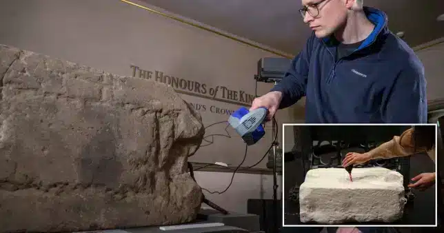 Roman numerals mysteriously discovered on a historical stone will be utilized for the king’s coronation
