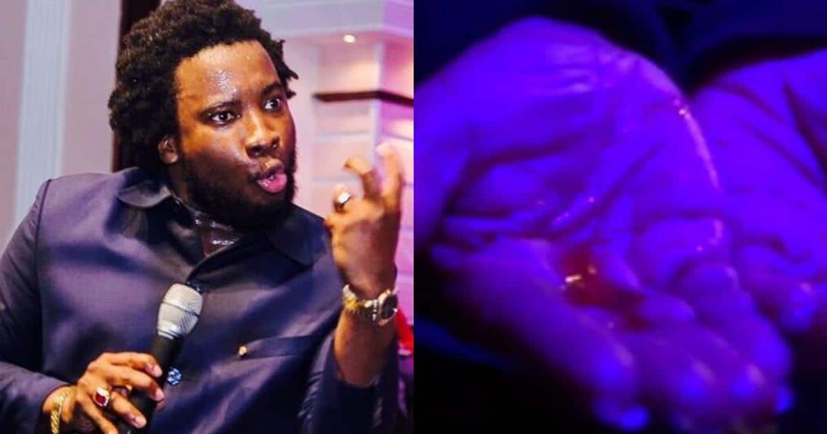 Watch miraculous video of Sonnie Badu turning oil into blood during church service