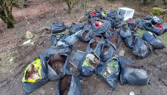 A fly-tipper  captured on camera dumping cannabis production pieces at a scenic location