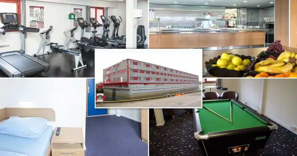 Inside the movable ferry where 500 asylum seekers are expected to be housed