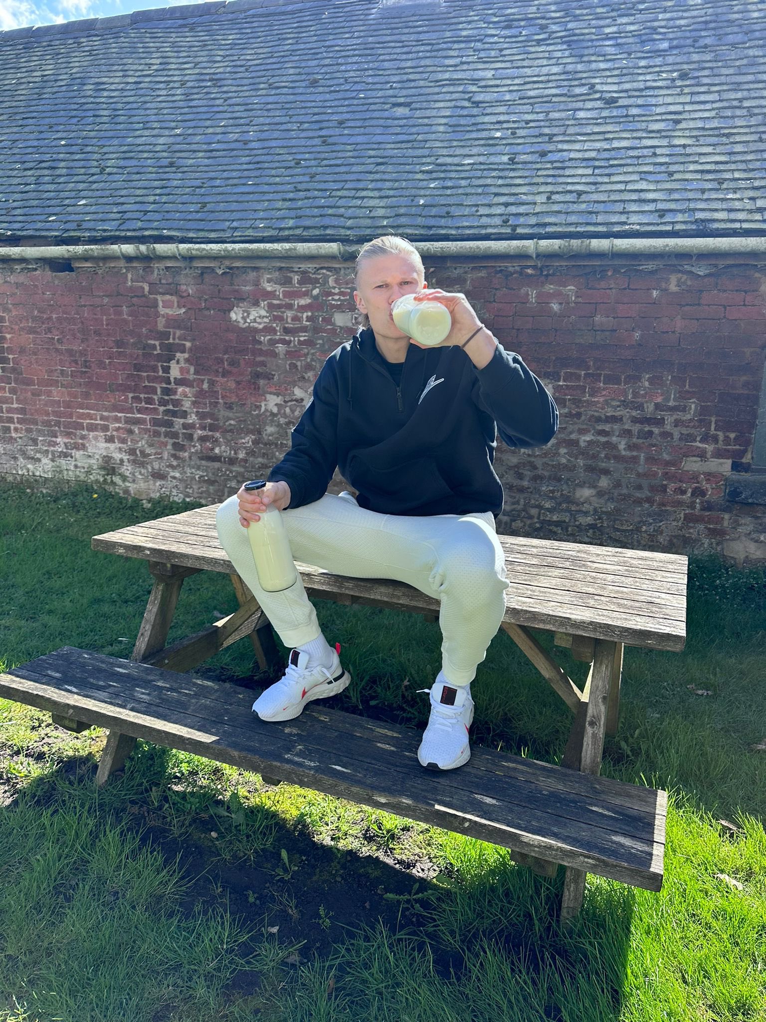 Erling Haaland poses with ‘magic goal scoring potion’, milk