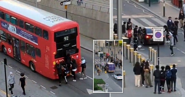 Two detained in Wembley after gangs attacked police car and a bus driver