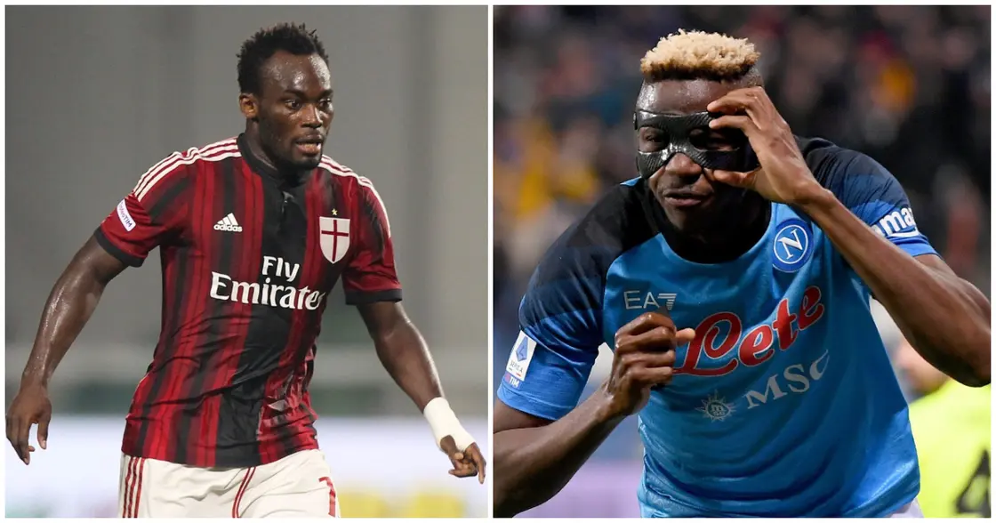 Ghana’s Michael Essien congratulates Osimhen after Napoli League win