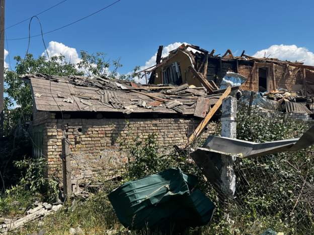 Explosions cause damage in a tiny community west of Kyiv