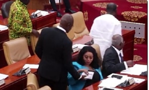 Kennedy Agyapong spotted handing over ‘fat’ envelope to Adwoa Safo in Parliament
