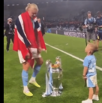 “I thought you were a girl!” – Foden’s son screams to Haaland during UCL win celebrations