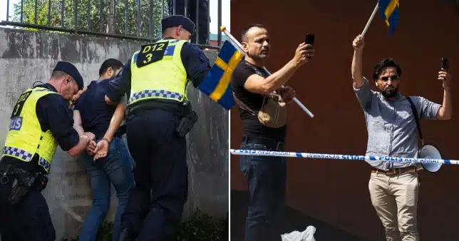 Anger as Sweden demonstrators destroy and burn Quran outside mosque