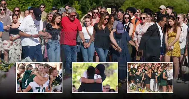 Families of Nottingham student fatalities hold hands during a painful vigil