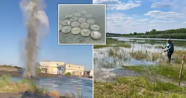 Landmines explode at flooded Ukraine rivers