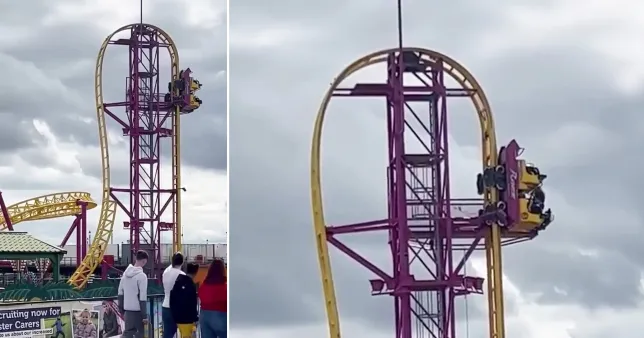 Rescuers hurry to aid passengers stuck at top of 72-foot rollercoaster